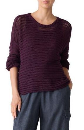 Eileen Fisher Crewneck Oversize Organic Cotton Sweater in Blackberry at Nordstrom Rack, Size Small