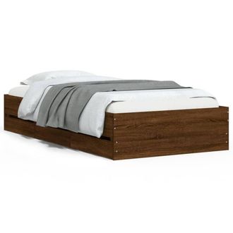 Berkfield Home Bed Frame with Drawers without Mattress Brown Oak 90x190 cm Single