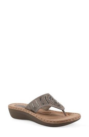 White Mountain Cienna Thong Sandal - Wide Width in Stone Fabric at Nordstrom Rack, Size 6.5