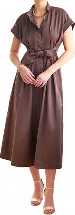 Finley Long Rocky Satin Dress In Chocolate Brown