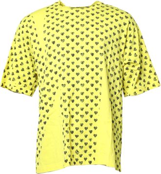 Dolce & Gabbana Yellow Cotton DG Heart Print Crew Neck Mens T-shirt (Pre-Owned)