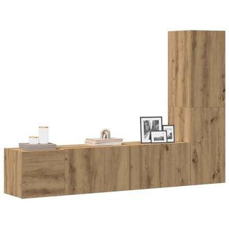 Berkfield Home Wall Mounted TV cabinets 3 pcs Artisan Oak Engineered Wood in Brown