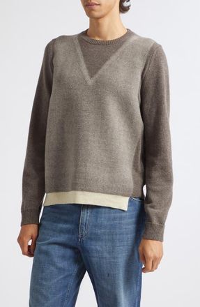 Maison Margiela Fuse Trompe LOeil Virgin Wool Sweater in Mud/ecru at Nordstrom, Size X-Large