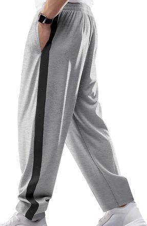 Generic Joggers for Men Side Split Button Jogging Bottoms Cotton Open Hem Relaxed Fit Daily Wear Drawatring Track Pants Elastic Waist Lounge Sweatpants Casual
