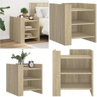 vidaXL Comodino Rovere Sonoma 45x50x50 cm in Legno Multistrato - Comodino con due scomparti - Comodino in legno multistrato