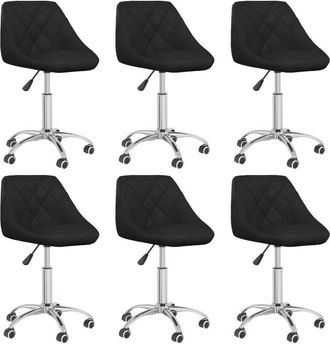 vidaXL Vidaxl - Sillas De Comedor Giratorias 6 Unidades Cuero Sint&eacute;tico Negro