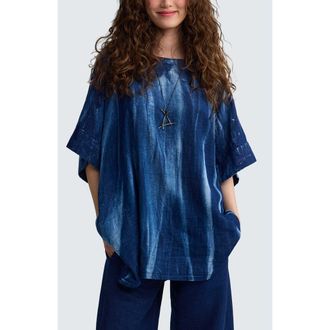 Luukaa D'Celli Quinn Batik-effect Back-button Tunic in Candy Sky at Nordstrom, Size Large/x-Large