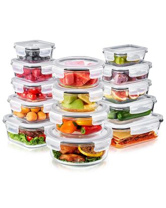 Sorbus Set Of 28 Glass Meal Prep Containers With Airtight Lids