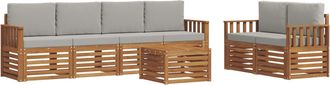 vidaXL Conjunto De Sof&aacute;s De Exterior 7 Uds. Natural Y Gris Claro Vidaxl
