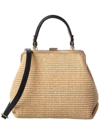 Persaman New York Isla Leather Straw Satchel