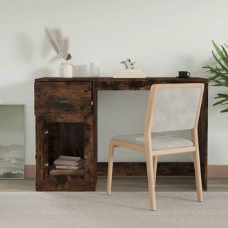 Berkfield Home Elegant Desk with Drawer Smoked Oak 115x50x75 cm Engineered Wood in Brown | Size: 115 x 50 x 75 cm