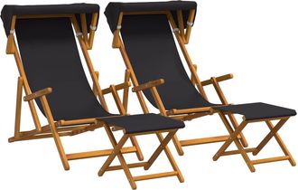 vidaXL Silla De Terraza 4 Pcs 3 Posici&oacute;n Madera De Eucalipto Maciza Vidaxl