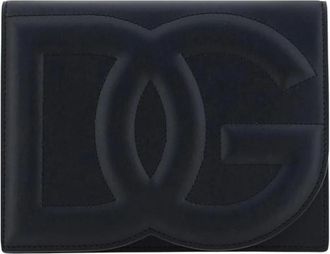 Dolce & Gabbana Tassen, Dames, Zwart, ONE Size, Leer, Maxi Logo Kalfsleren Schoudertas