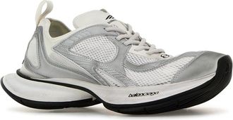 Balenciaga Mens White Mesh And Rubber Circuit Sneakers Whitesilver