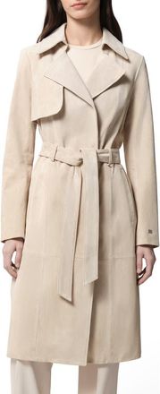 Soia & Kyo Alexis Genuine Suede Trench Coat in Mist at Nordstrom, Size Large