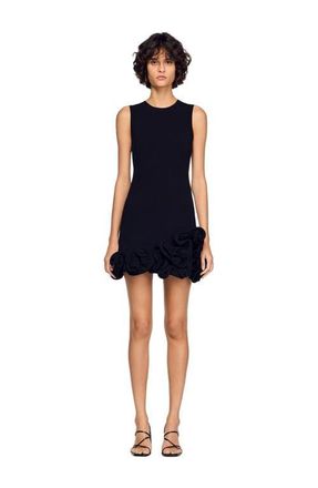 Sandro Floral knit mini dress in Black at Nordstrom, Size 38 Eu