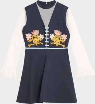 Valentino Garavani Embroidered Crepe Couture Mini Dress