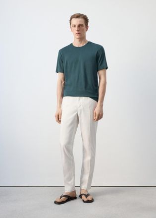 Mango Maglietta slim-fit maniche corte verde scuro - Uomo - XXL - MANGO MAN