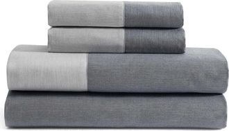 Calvin Klein Contrast Weave 300 Thread Count Sheet Set in Light /Medium Blue at Nordstrom, Size Queen