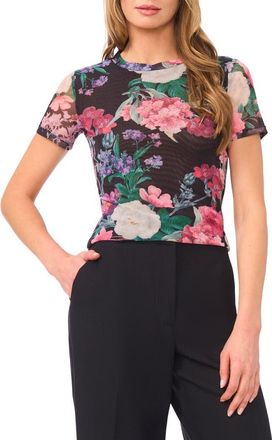 Ted Baker Devin Floral Mesh T-Shirt in Rich Black at Nordstrom, Size X-Large