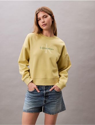 Calvin Klein Jeans Calvin Klein Womens Monologo Fleece Relaxed Sweatshirt - Yellow - XS