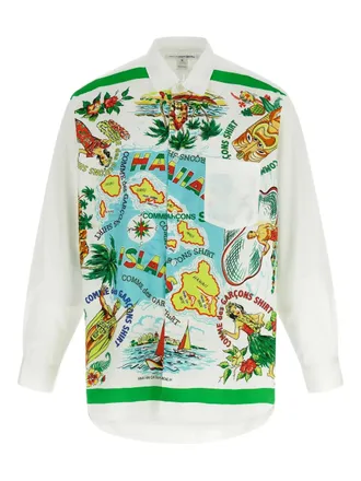 Comme Des Gar&ccedil;ons Popeline overhemd met eilandprint - Wit