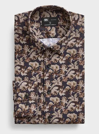 Le 31 Mens Dark floral shirt Comfort fit