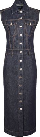 Sportmax Structured Sleeveless Dark Denim Midi Dress