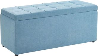 Beliani Storage Ottoman Blue 100 x 42 x 40 cm Polyester Fabric Upholstered Footstool Living Room Modern Style OREM