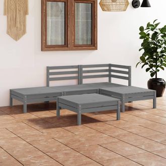 vidaXL Juego De Muebles De Jard&iacute;n 5 Piezas Madera Maciza De Pino Gris Vidaxl
