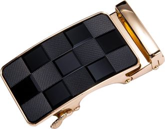 Barry.Wang Belt Buckle Ratchet Belts for Men 40MM with Adjustable Automatic Slide Black Check Gold Buckle Golf Belt Click