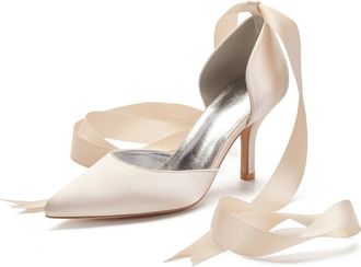 Miyoopark Women Shoes Heels for Wedding Closed Pointed Toe Evening Pumps Shoes M519 Champagne UK 4.5