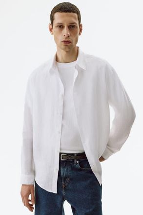 H&M Relaxed-fit Linen Shirt in White at Nordstrom, Size Xx-Large