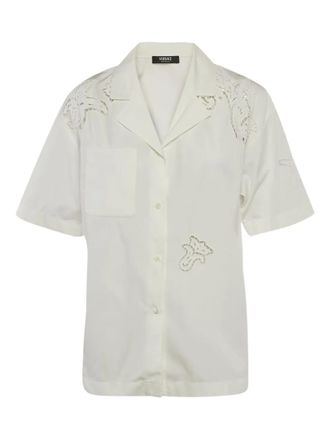 Versace broderie-anglaise short-sleeved shirt - Bianco