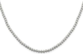 Diamond2Deal Sterling Silver 4mm Beads on Box Chain Necklace