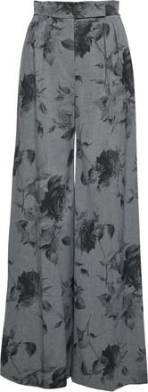 Nissa Broek met bloemenprint - Grijs