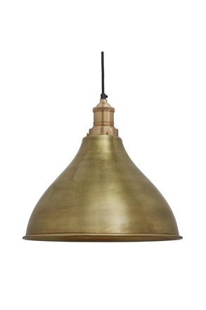 Industville Brooklyn Cone Pendant, 12 Inch, Brass, Brass Holder