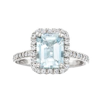 Ross-Simons Aquamarine and. Diamond Ring in 14kt White Gold