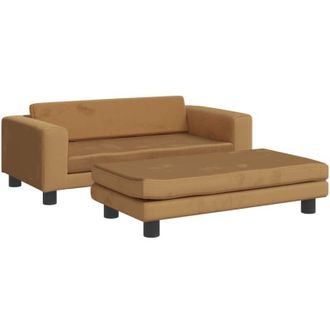 vidaXL Sof&aacute; Para Ni&ntilde;os Con Reposapi&eacute;s Terciopelo Marr&oacute;n 100x50x30 Cm Vidaxl