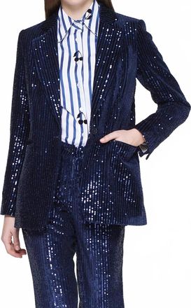 Vilagallo Rock Sequin Long Sleeve Blazer In Navy