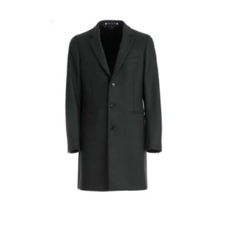 Paul Smith Groene Wollen Jas met Subtiel Patroon - Heren - Mantel - Zwart - L - Wol - Jassen