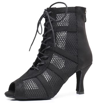 Miyoopark ZengyeZoo Dance Practice Shoes for Women Mesh Ballroom Sandals Heels Party Prom Ankle Booties with Zip X3220 Black UK 5