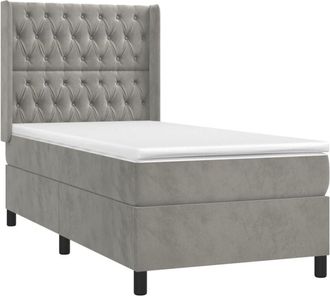 vidaXL Vidaxl - Cama Box Spring Con Colch&oacute;n Terciopelo Gris Claro 90x190 Cm