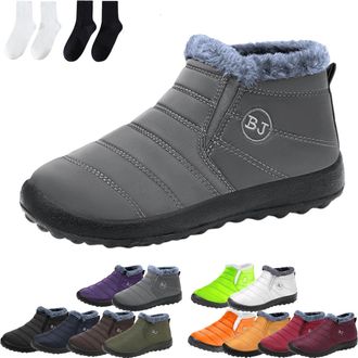 Generic Womens Waterproof Orthopedic Warm Boots, Anti-Slip Fur Lined Slip On Shoes for Women Men (Gray,10.5)