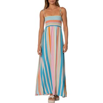 Maaji Ailany Deep Sea Stripe Maxi Cover Up Dress in Light/Pastel Blue at Nordstrom, Size Medium