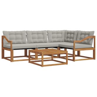 vidaXL Conjunto De Sof&aacute;s De Exterior 5 Pcs Gris Natural Y Claro Vidaxl