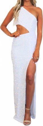 Maniju Lost In A Dream Cutout Sequin Maxi Dress In Opal Iridescent