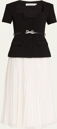 Self Portrait Tailored Contrast Chiffon Midi Dress