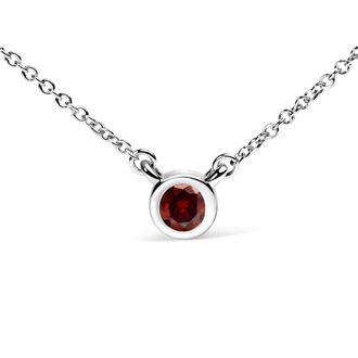 House of Brilliance 14K White Gold 1/2 Cttw Red Lab Grown Diamond Bezel-Set Solitaire 18 Pendant Necklace