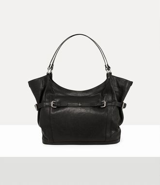 Vivienne Westwood Frankie Large Shoulder Bag Supple Leather Black-dark-silver